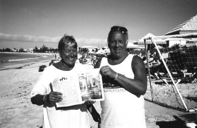 12-26-02-3
Crescent Beach summer residents Beverly and Russell Gleason enjoy The Wanderer on the beach at Grace Bar, Provo, Turks and Caicos Islands during a trip they took earlier this year. 12/26/02 edition
