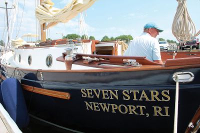 Seven Stars
Paul Thompson, a native of England, is the builder and captain of “Seven Stars,” a sailboat the recently retired engineer needed 20 years to build in his yard in upstate New York. On August 14, the harbormaster's staff assisted in launching the boat into Mattapoisett harbor. Photos by Mick Colageo
