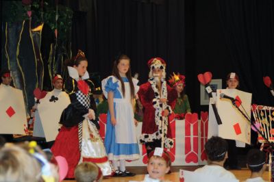 Alice in Wonderland
The Queen of Hearts played by Abby Aldworth, Alice played by Kyah Woodland and The King of Hearts played by Neil Flynn, in 'Alice in Wonderland' presented by the Rochester Memorial School fourth grade. Directed by Mrs. Susan Ellis. January 26, 2012
