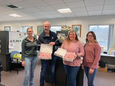 Pink Donuts 
Pink donuts have become a symbol of mental-health awareness and suicide prevention in Marion. On Monday, the town took part in “Pink Donuts for Alec Day” honoring the memory of Alec White by enjoying his favorite donut, pink frosted. Residents are encouraged to celebrate Alec’s memory and raise awareness by posting a social-media photo with a pink donut and the hashtag #pinkdonutsforalec. Photos courtesy Town of Marion

