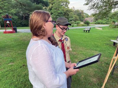 Eagle Scout
Mattapoisett Select Board member Jodi Bauer congratulates Mattapoisett Troop 53’s newest Eagle Scout, Andrew Poulin. Photo courtesy of Tom Copps
