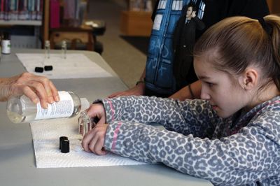 ‘Chillaxing’ at Plumb Library
‘Chillaxing’ at Plumb Library: Kara Underhill, 12, Emma Makuch, 10, and Bridget Farias, 11, joined Wellness Practitioner Marcia Hartley to mix essential oils in a stress-free zone on the snowy Tuesday of February 17. Chill-ax was part of Plumb Library’s school vacation week programming, which includes ‘Peace it On’ infant relaxation on February 20 from 11:30 am - 12:00 pm, with ‘Yoga 4 Kids’ to follow from 12:15 - 12:45 pm. Register at 508-763-8600. Photos by Jean Perry
