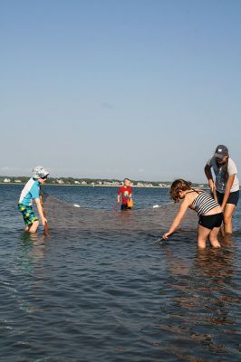 Seining the Shore
The Buzzards Bay Coalition hosted a “Seining the Shore” activity with a couple dozen kids at Silvershell beach on Friday, July 22. The kids practiced tossing the seine net to capture small sea creatures and explore what was caught. Photos by Jean Perry
