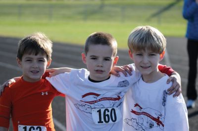 Bulldog Dash 
Cousins John, John and John win the race at the second annual Bulldog Dash on November 26, 2011. From left to right: John Battaglino came in third in the kindergarten division; his cousin John Butler came in second and their cousin John Paul Lagunowich came in first. Photo by Felix Perez.
