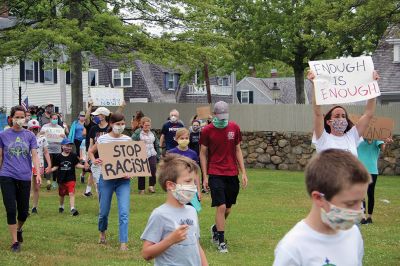 Black Lives Matter
Several hundred people marched from the Mattapoisett Park and Ride on North Street down to Shipyard Park on June 5 to participate in a “Black Lives Matter” protest organized by Bridgewater State University professor Sarah Thomas and Bristol Community College professor Stacie Hess and promoted by Tri-Town Against Racism. Photo by Mick Colageo
