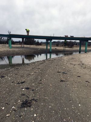 Mattapoisett Bike Path
Work continues on the Shining Tides Trail, also known as “Phase B” of the Mattapoisett Bike Path, scheduled for opening in May. The bridge pictured is over the Eel Pond breach. Photo by Marilou Newell
