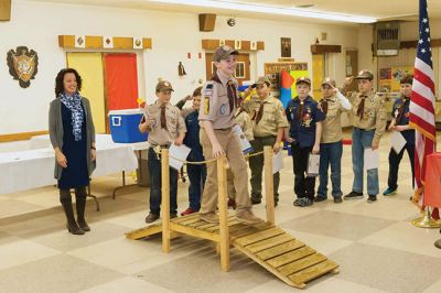 Blue and Gold Banquet
In a ceremony held at the Cub Scouts annual Blue and Gold Banquet on March 28, over 40 members of Pack 32 moved up in rank and nine Senior Webelos where awarded the Arrow of Light Award. The Arrow of Light is the highest award received in Cub Scouts and an award that moves up with the recipient to Boy Scouts. 
