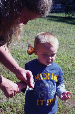 Butterfly Release
Debbie Thompson of Marion raised monarch butterflies from caterpillar to chrysalis with her preschool students and finally released them on September 26. This is the second year Thompson raised butterflies, tagged them, and released them into the wild with her students. “For the kids it’s such a magical thing,” said Thompson. The bright blue sky made a spectacular backdrop for the butterflies’ bright wings as they flew away. Photos by Jean Perry
