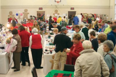 Candyland
Candyland Faire Fun - the rain didnt stop Holiday-minded buyers from attending the Mattapoisett Congregational Churchs Candyland Faire on November 14, 2009. It was standing-room only as people browsed through tables of hand-knitted sweaters, fudge, baked goods, festive dishes and more. Even Mrs. Claus took a break from her busy schedule to attend!  Photo by Anne OBrien-Kakley
