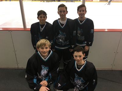 Cape Cod Canal Hockey
Five Tri-Town boys skated on the Cape Cod Canal Hockey team that finished the season in first place in the South Shore Conference, Pee Wee B-Middle league. Their record was 15-2-2. Top row (l-r): Derek Gauvin, Alec Marsden, Brendan Burke. Bottom row (l-r): Sam Newton, Michael Niemi. Photo courtesy Heather Burke
