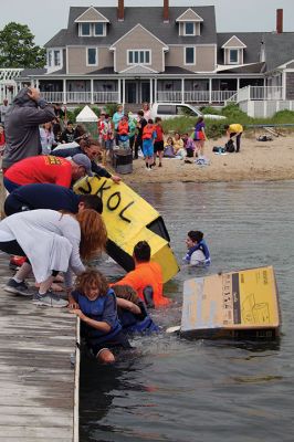 Cardboard Boats
SCOPE Week meant big fun at the beach in Mattapoisett for ORR Junior High seventh-graders who built their own boats and then raced them on June 5 in Mattapoisett. While half the students head off for Survival, the others enjoy a week of equally challenging tasks of the 40-year tradition of SCOPE that gives students a chance to learn while learning about themselves and each other. Photos by Jean Perry
