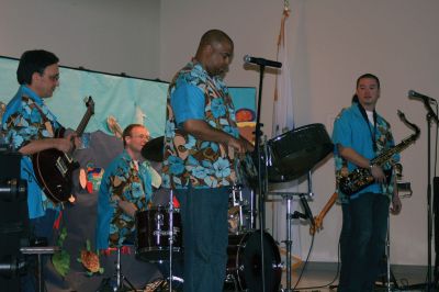 PanNeubean Steel
PanNeubean Steel, a reggae/Afro-Caribbean/calypso/jazz ensemble, entertained Center and Old Hammondtown Schools on January 28, 2010. Their energy was enough to get the whole auditorium up and dancing. Photo by Anne OBrien-Kakley.
