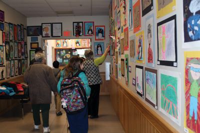 Center School Art Show
The Center School hallways and cafeteria walls were transformed into an art gallery March 12 during the school’s annual Student Art Show. Students chose their favorite work created in art class, taught by Greta Anderson and student teacher Chantal Allen. Photos by Jean Perry
