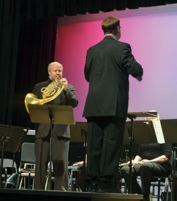 Con Spirito
The Tri-County Symphonic Band, under the direction of Philip Sanborn, performed its Con Spirito program on Sunday February 2 at the Old Rochester Regional High School auditorium. In its 52nd concert season, the band welcomed guest French Horn Instrumentalist Roger Haber, and recognized Trumpeter Edith Pliskin on her 94th birthday coming up next week. The next performance “New York, New York” will be held at Tabor Academy on Sunday, March 16. Photo by Jean Perry
