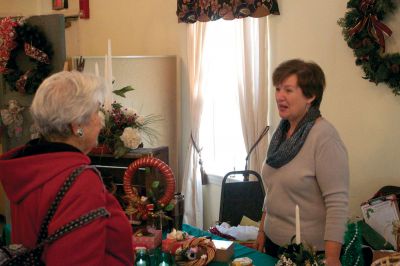 Cranbery Christmas 
Rochester Women's Guild member Doreen Grover (right) talks with Jeannie Lake at the annual Women's Guild Cranberry Christmas celebration and bazaar, at the First Congregational Church of Rochester on Saturday, November 10.  Photo by Eric Tripoli.

