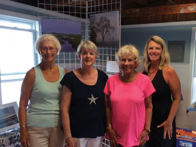 Crescent Beach Association Art Show
Artists Sandra Marchetti, Janet Smith-Flaherty, Jane Egan, and Pam Fleming pose in front of some of their artwork at the Crescent Beach Association Art Show held on Saturday, August 13. They report that the show was a successful event. A portion of the proceeds went to the association. Photo by Roger Ames
