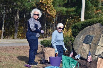 Mattapoisett Woman's Club
This past Saturday, the Mattapoisett Woman's Club (MWC) planted daffodil bulbs at several sites in town. The MWC is grateful for the donations from the Lion's Club, Mahoney's, and the Mattapoisett Highway Department for preparing the various places for planting. Thank you to Brad Hathaway who provided daffodil bulbs for planting at a site at Aucoot Road in memory of this wife, Priscilla, who was a member of MWC. Photos courtesy Karen Gardner
