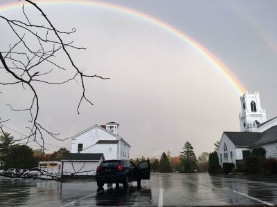 Double Rainbow
If you missed the spectacular double rainbow over the Tri-Town region last Thursday, then behold! Here is a great shot taken from the Rochester center by Thomas Parker. 
