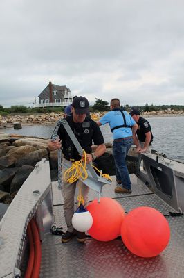 Oil Spill Drill
On Tuesday, the Town of Mattapoisett hosted a MassDEP-sponsored training course in cooperation with the Town of Fairhaven, representatives from the U.S. Coast Guard, Nuka Research and Planning Group and Moran Environmental Recovery. Working the Mattapoisett Harbormaster boat piloted by P.J. Beaudoin were Assistant Harbormaster Robert Clavin and intern Robert Haskell, and on the Mattapoisett Fire Department boat were Firefighter Daniel Cortes and Lieutenant Ross Macedo. Photos by Mick Colageo and Marilou New
