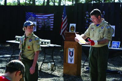 Eagle Scout
Four Boy Scouts from Mattapoisett Troop 53 received the distinguished honor of achieving Eagle Scout status on Sunday, April 23, at Camp Cachalot in Carver. Adam Perkins, Matthew Kiernan, Davis Mathieu, and Justin Sayers all soared to new heights as Eagle Scouts after many years shared as Boy Scouts together. Photos by Jean Perry
