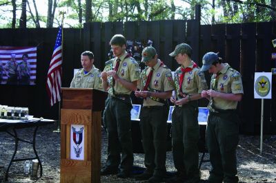 Eagle Scout
Four Boy Scouts from Mattapoisett Troop 53 received the distinguished honor of achieving Eagle Scout status on Sunday, April 23, at Camp Cachalot in Carver. Adam Perkins, Matthew Kiernan, Davis Mathieu, and Justin Sayers all soared to new heights as Eagle Scouts after many years shared as Boy Scouts together. Photos by Jean Perry
