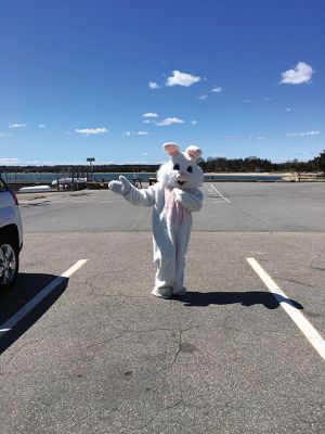  Easter Bunny
The Easter Bunny made a spontaneous visit to Mattapoisett’s Shipyard Park on Saturday, saying, “I just wanted to hop over and make people smile.” – Marilou Newell
