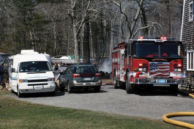 Two Fires in Mattapoisett
The Mattapoisett Fire Department had a busy day on Thursday, April 4. While fighting a brush fire on Meadowbrook Lane. They received a call regarding a car fire on Acushnet Road. Both fires were attracted a lot  of attention but were extinguished quickly by the Department. Photo by Paul Lopes
