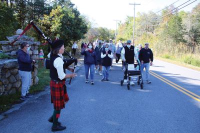 Brad Hathaway
It took 32 years, but on October 3 Mattapoisett resident Brad Hathaway completed his “Walk around the World” along Aucoot Road, accompanied by well over 100 friends and supporters of his mission refocused some years ago from what had begun as a fitness prescription to a fundraising effort for the Mattapoisett Land Trust. Hathaway, 88, is a co-founder of the MLT and has dedicated his life toward preserving and protecting lands that his ancestors first came upon hundreds of years ago. 
