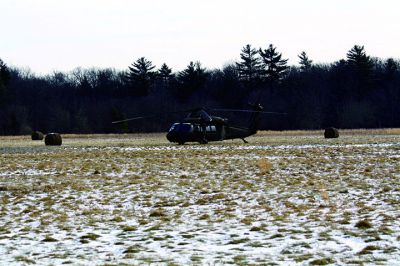 Safe Landing
A U.S. Army Blackhawk helicopter, which landed in a field on the Rochester/Marion town line, drew a lot of on lookers. The helicopter, which is from Otis Air Base, landed in the field for cautionary, reasons just after noon time on Friday. The field that they chose to land in was previously used as an airstrip but it’s not known if the pilot was aware of this when they chose the spot. Photo by Paul Lopes
