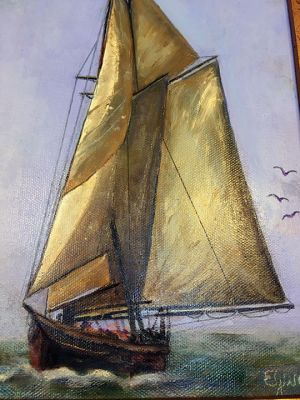 Jane Egan
On exhibit now through mid-August are the pastel works of Jane Egan in the Mattapoisett Library. Egan states that all her art is portraiture whether it’s boats, animals or people. Photos by Marilou Newell
