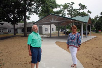 Keel Award
Harry Norweb and Diane Cosman outside the new pavilion at the Cushing Community Center. Norweb, Cosman and Merry Conway (not pictured) are the 2022 Keel Award recipients for the Town of Marion. Photo by Mick Colageo
