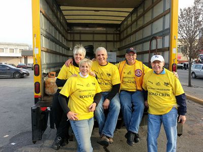 Sandy Relief
On Friday, November 16, members of the Mattapoisett Lions Club packed a moving truck full of food and supplies and drove them down to Queens, NY to distribute them to victims of Hurricane Sandy.  Nick's Pizza, Oxford Creamery, Mattapoisett Chowder House, On the Go and Panino's all donated soups and hot dogs to be served to those in need.  The Rochester Lions Club also cooked chili to serve.  Pictured in front of the truck from left to right: Lisa Bindas, Jaci Barnett, Don Bamberger, Pierre Bernier and Bill 
