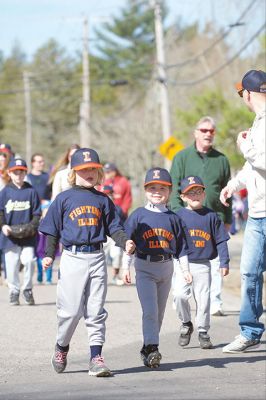Old Rochester Little League
The Old Rochester Little League celebrated its Opening Day of the 2016 season on Saturday, April 30 at Gifford Park off Dexter Road in Rochester. The young athletes took part in the traditional Opening Day parade, which began at Dexter Park and concluded at Dexter Field. The players then circled the field for the National Anthem, with a flyover by Glenn Lawrence in his plane. After opening ceremonies, the first games of the season were held. Photo by Colin Veitch

