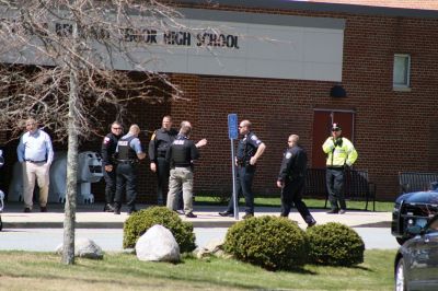 ORR Lockdown
ORR was in lockdown on Thursday, April 14, after the Mattapoisett Police Department received a call pertaining to a gunman at the school. According to Captain Anthony Days of the Mattapoisett Police, an out-of-state call center alerted them of an Internet chat about a person with a gun at the school. The threat, along with about 30 other similar threats to Massachusetts’ schools that day, turned out to be a hoax. Photos by Jean Perry

