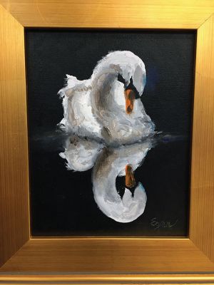 Judy Egan
Judy Egan’s pastel painting of a swan is one of more than two dozen works of art now on display at the Marion Council on Aging, created by members of the Canal Side Artists group and the Rochester COA’s Monday Morning Painters group. Photo by Marilou Newell
