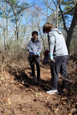 Mattapoisett Land Trust
Tabor Academy students and faculty volunteered to help clear a walking path on a 14-acre property bought last year by the Mattapoisett Land Trust. Photos by Mick Colageo
