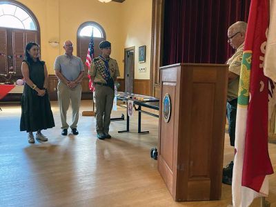 Eagle Scout
Marion Troop 32 Eagle Scout Lee Grondin was recognized on Sunday at the Music Hall. Photo courtesy Troop 32
