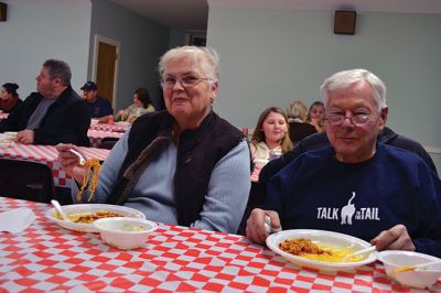 Marion Firefighter’s Association 
The Marion Firefighter’s Association held a spaghetti dinner fund raiser on Saturday. Chief Joyce is seen above serving up the good stuff. Photo by Jean Perry
