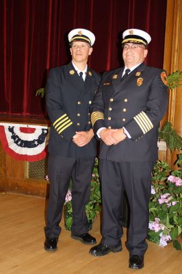 Marion’s new Fire Chief 
Marion’s new Fire Chief Brian Jackvony was sworn in on June 30 during a ceremony at the Marion Music Hall with the Board of Selectmen. Jackvony comes to Marion from the Town of Cumberland, Rhode Island where he was the assistant fire chief for eight years, after 24 years with the Providence Fire Department. Photo by Jean Perry
