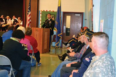 Mattapoisett Veteran's Day 2014
Mattapoisett came out to support its veterans on Veteran’s Day at Old Hammondtown School. Guest Speaker U.S Army LTC Todd Johnson spoke about “service” and how it brings us all together as Americans. Photos by Jean Perry 
