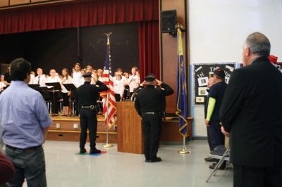Veterans Day Ceremony in Mattapoiset
Col. Joseph McGraw was the guest speaker during the Veterans Day Ceremony at Old Hammondtown School. McGraw has a long and impressive military career. He graduated in 1994 from U.S. Military Academy and achieved successive ranks to become a full colonel in 2015. George Randall, member of the Florence Eastman Post of the American Legion, recited the preamble to the American Constitution and the Gettysburg Address before a standing-room only audience during the November 11 Veterans Day Ceremony in Mattapoiset
