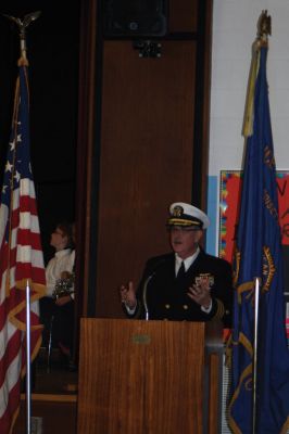 Mattapoisett’s Veterans Day Ceremony
Mattapoisett’s Florence Eastman American Legion Post 280 hosted Veterans Day observations at Old Hammondtown School on Friday, November 10 to a standing room only crowd. Guest speaker Dr. James Hickey, a retired U.S. Navy commander, gave an inspirational talk on how one person can make a large impact on society. Photos by Marilou Newell
