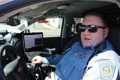Mattapoisett Police
Mattapoisett Police Officer Sean Parker was instrumental in helping the department develop Massachusetts’ first version of LIVE911 computer programming in the town’s police cruisers. Patrol officers in Mattapoisett now have the advantage of instant location and details on 911 calls, gaining precious minutes in response time and preparation. Photo by Mick Colageo
