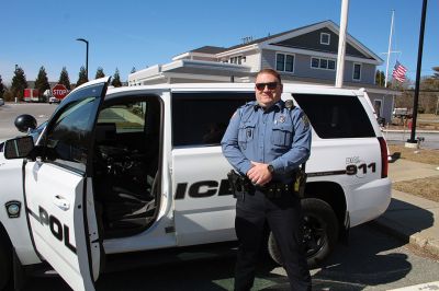 Mattapoisett Police
Mattapoisett Police Officer Sean Parker was instrumental in helping the department develop Massachusetts’ first version of LIVE911 computer programming in the town’s police cruisers. Patrol officers in Mattapoisett now have the advantage of instant location and details on 911 calls, gaining precious minutes in response time and preparation. Photo by Mick Colageo
