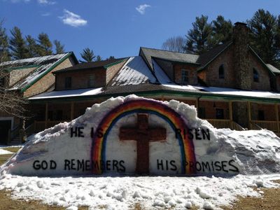 Easter Snow
Mark Mooney of Mattapoisett took advantage of the late season snow with this tribute to Easter.
