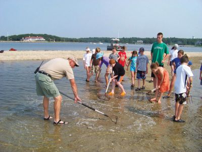 Shellfishing in Marion
With the help of the Marion Harbormaster's office, children in the Marion Natural History Museum Coastal Explorations program learned more about aquaculture at a July class. Photo courtesy of Elizabeth Leidhold.
