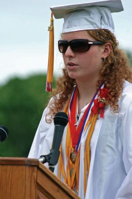 ORR Grads
Old Rochester Regional High School Class of 2009 Valedictorian Colleen Sinnott delivers her commencement address during the school's graduation ceremony this past weekend. Photo by Robert Chiarito.
