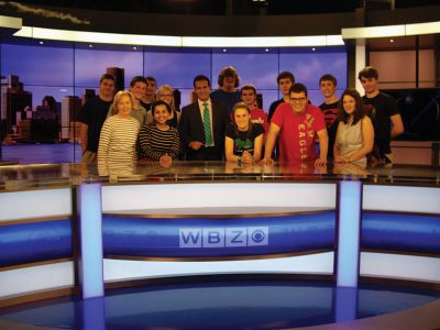 Bulldog TV
As a culminating activity, Old Rochester Regional High School students in Intro to TV Production, Video Journalism and Bulldog TV, traveled to Boston to view a live broadcast of the noon news at WBZ-TV, a CBS affiliate. Photo by Deborah Stinson

