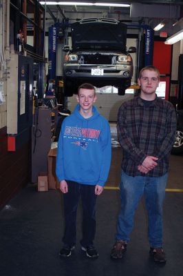 Old Colony 
Sam Morse and Brendon Senior, seniors at Old Colony Regional Vocational Technical High School, participated in a statewide automotive competition on February 6 against students from nine other schools. Photo by Marilou Newell
