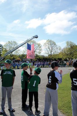 Opening Day of Old Rochester Youth Baseball
Opening Day of Old Rochester Youth Baseball brought out the crowds to hail the march from the Dexter Lane fields over to Gifford Park for ceremonies, including recognition for 12-year-old players entering their final year of little league. Photos by Mick Colageo
